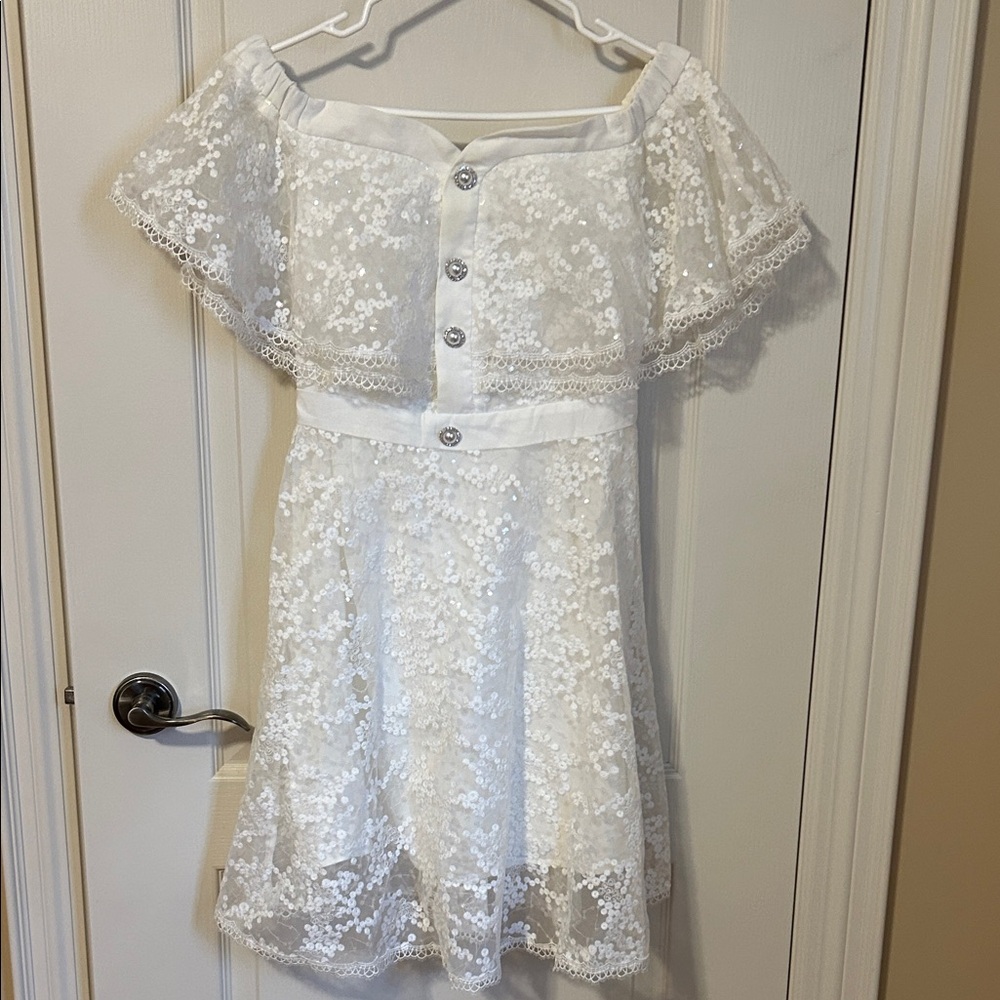 Elegant White Lace Button-Down Mini Dress